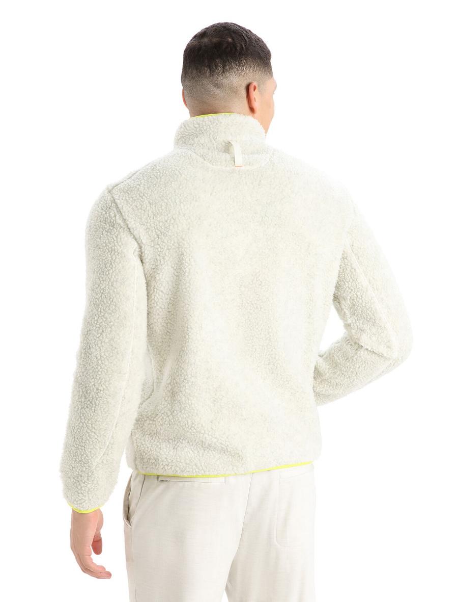 Icebreaker RealFleece™ Merino High Pile Long Sleeve Half Zip Férfi Kapucnis Pulóver Fehér | HU 1250FDNM